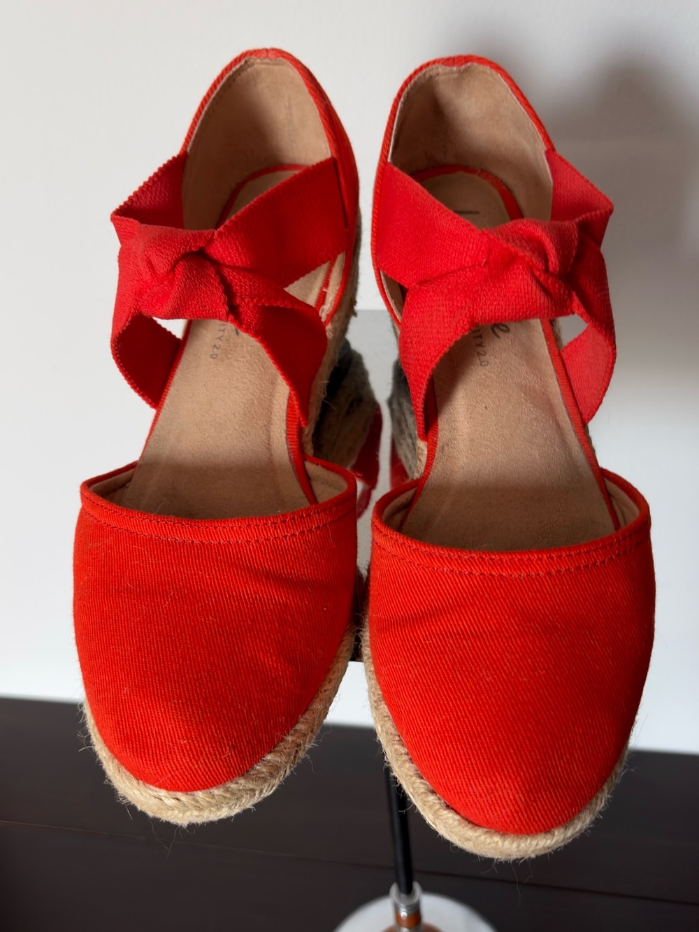 Life Stride Red Espadrille Wedge Sandals SZ 7